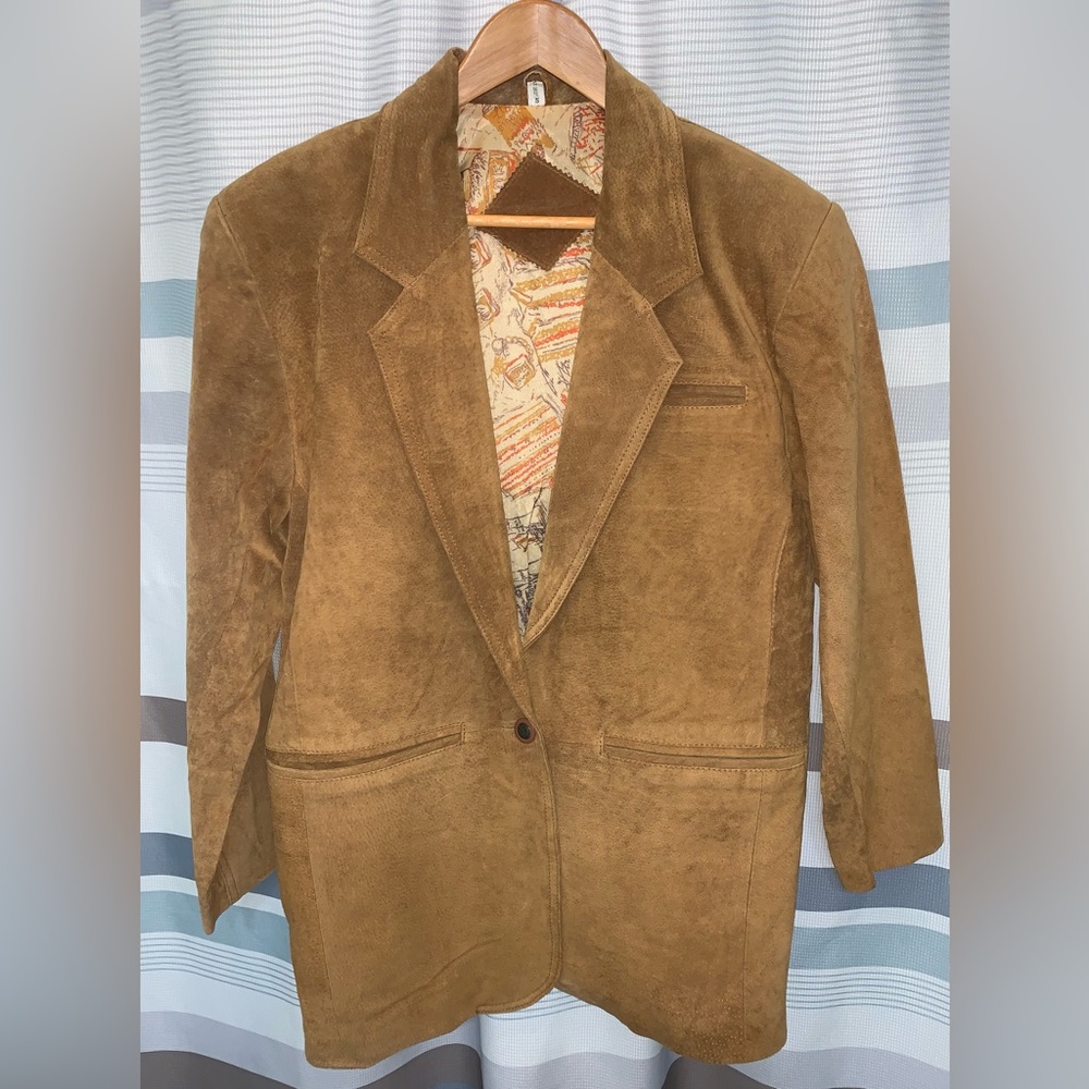 Atlantic Beach Leather Coat Works Blazer Women’s Size Small Distressed Worn 90s